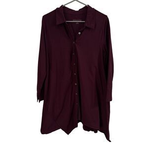 Soft Surroundings Santa Barbara Tunic Top Womens Sz M Purple Asymmetrical Hem‎
